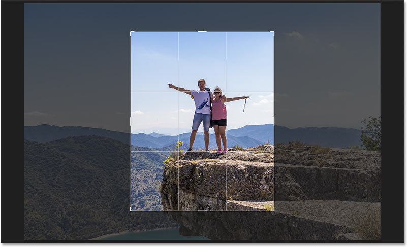 The crop border switches to the 8 x 10 aspect ratio in Photoshop