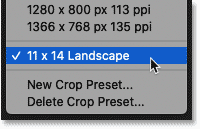 The new custom aspect ratio preset for the Crop Tool in Photoshop