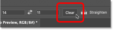 Clearing the Crop Tool aspect ratio settings in Photoshop