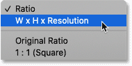 Choosing W x H x Resolution for the Crop Tool in Photoshop