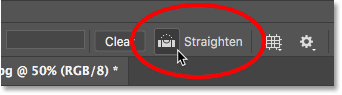 Selecting the Straighten Tool in Photoshop