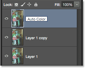 Renaming the top layer Auto Color. 
