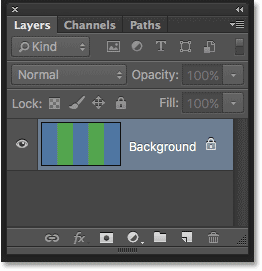 The Layers panel showing the image on the Background layer. Image © 2016 Photoshop Essentials.com