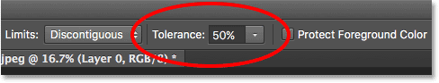 The Tolerance option for the Background Eraser in Photoshop. 