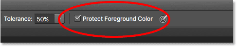 Selecting the The Protect Foreground Color option for the Background Eraser. 